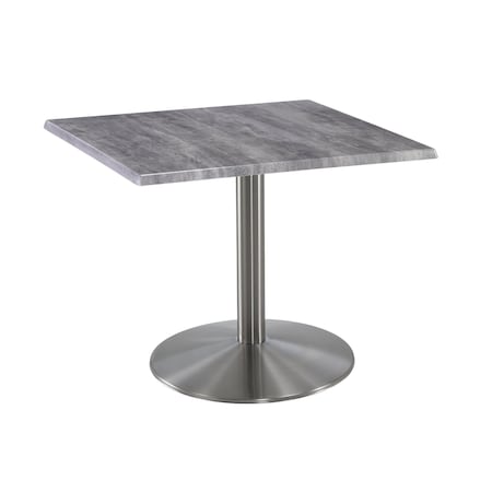 Holland Bar Stool Co 30" Tall OD214 Stainless Steel Table Base 22" Diameter 30"x30" Square Greystone Top OD214-2230SSOD30SQGryStn